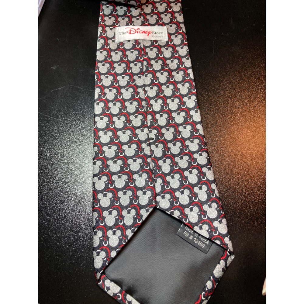 Disney Store Mickey Mouse Silk Tie Mens Black Grey Red Hand Made RN 73469 - Picture 4 of 6